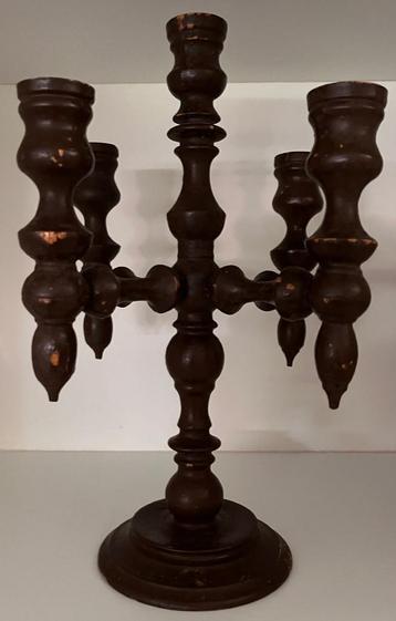 SALE! HOUTEN KANDELAAR voor 5 kaarsen - 32 cm + 15 kaarsen beschikbaar voor biedingen