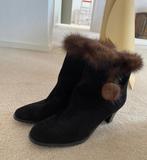 Hak laarsjes met bont, Zwart, Lage of Enkellaarzen, Nieuw, Ophalen of Verzenden