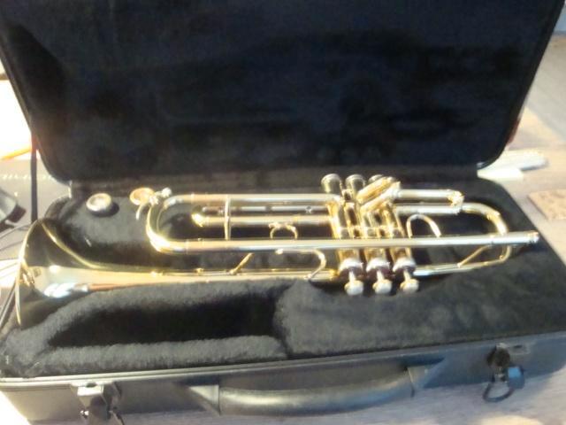 trompet in koffer, Muziek en Instrumenten, Blaasinstrumenten | Trompetten, Zo goed als nieuw, Overige typen, Met koffer, Ophalen