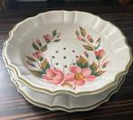 Vintage handbeschilderd fruitbord met onderschotel., Ophalen of Verzenden