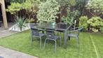 Tuintafel met 6 stoelen, Tuin en Terras, Tuinsets en Loungesets, Ophalen, 6 zitplaatsen, Aluminium, Zo goed als nieuw