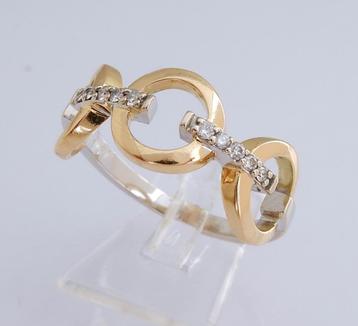 Zware 18 karaat Gouden Diamant Ring Damesring 10 Diamanten beschikbaar voor biedingen