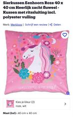 Unicorn kussen 40 bij 40, Ophalen of Verzenden, Roze, Zo goed als nieuw, Vierkant