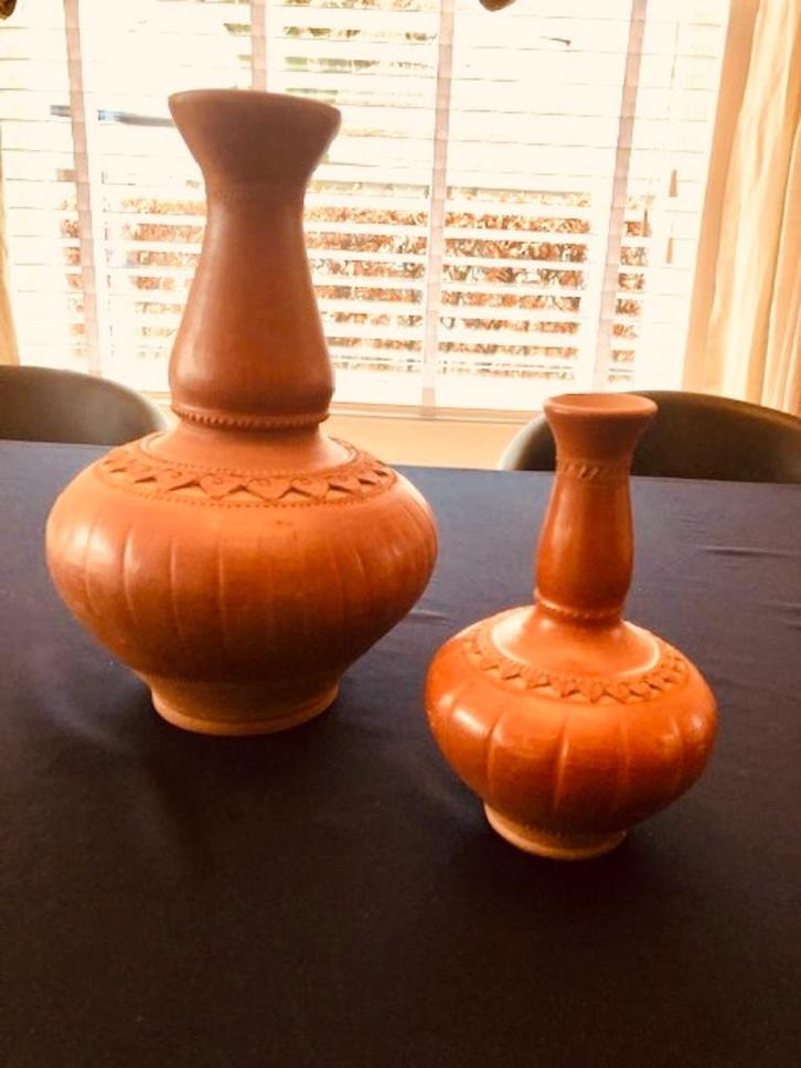 2 originele zware aardewerk Mexicaanse vazen, Huis en Inrichting, Woonaccessoires | Vazen, Nieuw, Overige kleuren, Minder dan 50 cm