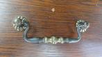 5 bronzen hand greepjes met versierde plaatjes, Ophalen of Verzenden, Zo goed als nieuw, Koper of Messing, Overige typen