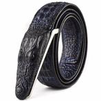 Zwarte blauwe krokodil heren riem / luxe krokodillen mannen, Verzenden, Nieuw, Riem of Ceintuur