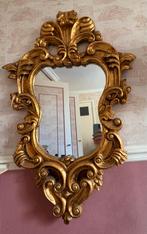 Gouden Spiegel met Houtsnijwerk - 72x104 cm, Ophalen, 100 tot 150 cm, Zo goed als nieuw, Overige vormen