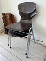 Vintage stoelen Chrome hout obo eromes, Ophalen of Verzenden, Zo goed als nieuw, Bruin, Hout