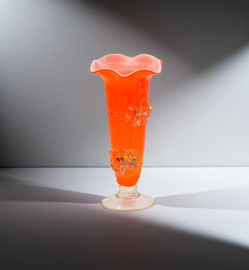 Oranje Murano Vaas van Tivoli, Italiaans Design, Antiek en Kunst, Antiek | Vazen, Ophalen of Verzenden