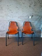 Industriële stoel - vintage eetkamerstoel - cognac leer, Ophalen, Twee, Bruin, Nieuw