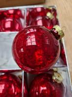 7: 6 x glazen kerstballen rood met spikkels ZGAN, Diversen, Kerst, Ophalen of Verzenden, Zo goed als nieuw