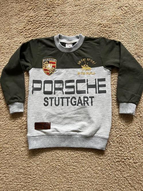 Sweatshirt groen-grijs met Porsche logo, 4 jaar, 104/110, Kinderen en Baby's, Kinderkleding | Maat 110, Gebruikt, Jongen, Shirt of Longsleeve