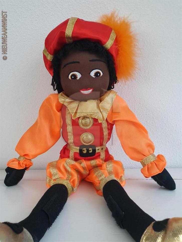 Authentieke etalage zwarte Piet pop - 45cm, oranje/rood, Diversen, Sinterklaas, Zo goed als nieuw, Verzenden