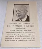Johannes Zegers Wagenberg Utrecht 1944, Verzenden, Bidprentje