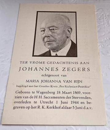 Johannes Zegers Wagenberg Utrecht 1944 beschikbaar voor biedingen