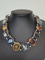 Zeer unieke Design Ketting met verschillende Glas Camé, Sieraden, Tassen en Uiterlijk, Kettingen, Ophalen of Verzenden, Zo goed als nieuw
