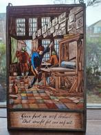 Antiek glas-in-lood paneel: Drukkerswerkplaats, Antiek en Kunst, Ophalen of Verzenden