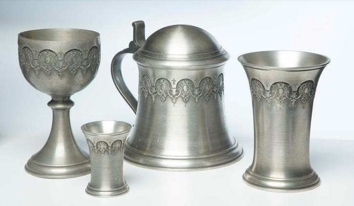 Tinnen Drinkset - Vintage Look, Antiek en Kunst, Antiek | Tin, Ophalen