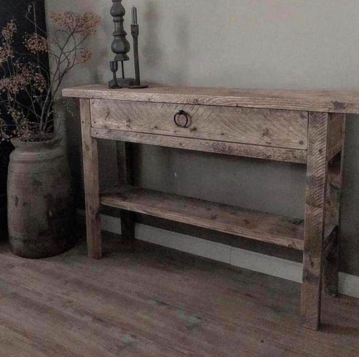 ~Stoer Sober Landelijk Houten Sidetable/Wandtafel~, Huis en Inrichting, Woonaccessoires | Overige, Zo goed als nieuw, Ophalen of Verzenden