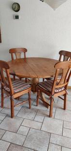 Eethoek met ronde tafel 130cm te koop., 4 tot 6 stoelen, Gebruikt, Landelijk, Ophalen of Verzenden