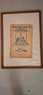 Van Houten's Cacao Reclame Poster - Ingelijst, Antiek en Kunst, Ophalen of Verzenden, Van Houten