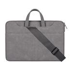 Laptophoes met schouderband echt leer (13,3 inch, grijs), Verzenden, 13 inch, Nieuw