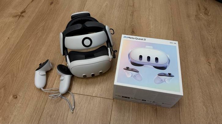 Meta Quest 3 512GB + BoboVR Strap - Zo goed als nieuw!, Spelcomputers en Games, Virtual Reality, Zo goed als nieuw, Pc, VR-bril