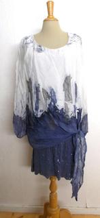 Leuk wit/blauw Ibiza look print jurkje/tuniek! M, Verzenden, Zo goed als nieuw, Maat 38/40 (M), Blauw
