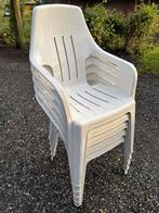 Stapelbare kunststof tuinstoelen wit 5 stuks, Tuin en Terras, Tuinstoelen, Ophalen, Gebruikt, Plastic, Stapelbaar