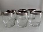 6 nieuwe luxe whiskey glazen met een zilveren rand., Antiek en Kunst, Antiek | Glas en Kristal, Ophalen of Verzenden