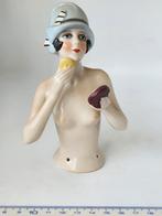 Halfdoll dame gezicht aan het poederen - Art Deco, Antiek en Kunst, Ophalen of Verzenden