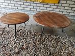 Set van 2 houten bijzet of salontafels, Ophalen, Gebruikt, Rond, Minder dan 55 cm