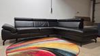 Zwarte leren Montel urban top design hoekbank 270x210 cm, 250 tot 300 cm, Hoekbank, Ophalen of Verzenden, Zo goed als nieuw