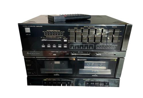 Mitsubishi DA 603 versterker + dubbel cassette & afstandsb., Audio, Tv en Foto, Stereo-sets, Gebruikt, Cassettedeck, Microset
