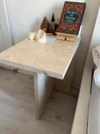 Travertin bijzettafel (marmer), Huis en Inrichting, Overige materialen, Minder dan 55 cm, Vierkant, Zo goed als nieuw