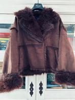 LUMINA suede-look jas bruin met fakefur mt M/L, Kleding | Dames, Maat 38/40 (M), Prato, Italie, LUMINA, Verzenden