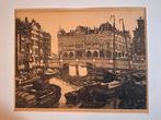 Ets oud Rotterdam, gesigneerd lohmans, Antiek en Kunst, Kunst | Etsen en Gravures, Ophalen of Verzenden
