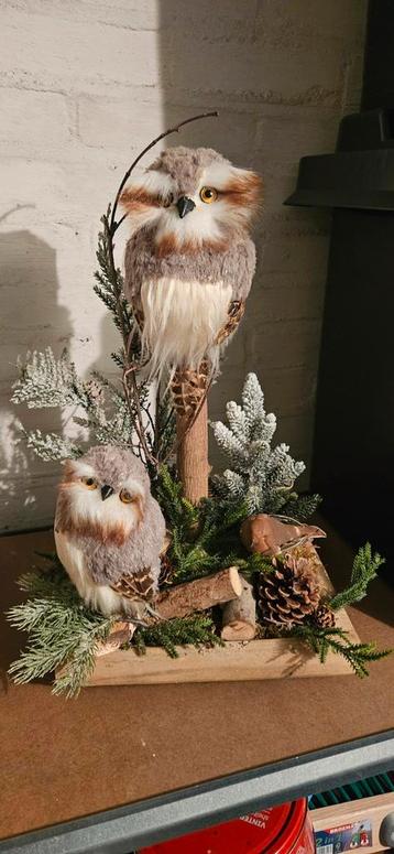 Prachtig Kerststuk met Uilen beschikbaar voor biedingen