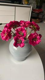 Lichtblauwe vaas met 12 kunstbloemen, Ophalen, Zo goed als nieuw, Binnen