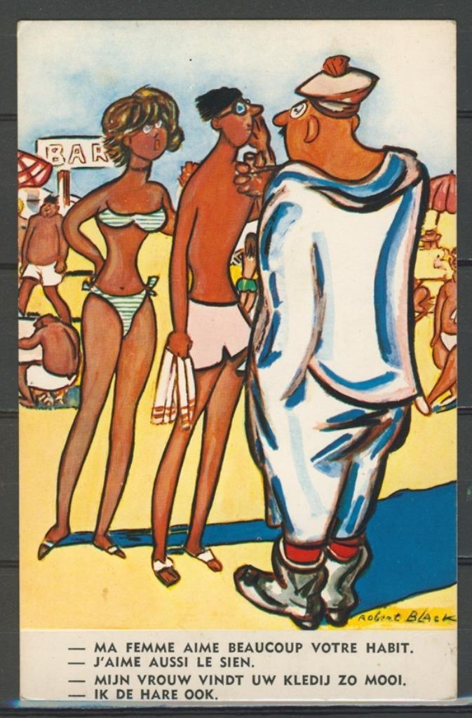 Erotiek Humor Nostalgie Vintage Ansichtkaart f-75a jdu, Verzamelen, Ansichtkaarten | Themakaarten, Ongelopen, 1940 tot 1960, Overige thema's
