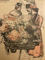 Theophile Steinlen "Fleures et Pensées" litho Gil Blas, Antiek en Kunst, Kunst | Litho's en Zeefdrukken, Ophalen of Verzenden