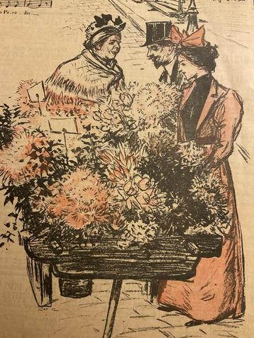 Theophile Steinlen "Fleures et Pensées" litho Gil Blas beschikbaar voor biedingen