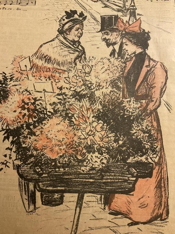 Theophile Steinlen "Fleures et Pensées" litho Gil Blas, Antiek en Kunst, Kunst | Litho's en Zeefdrukken, Ophalen of Verzenden