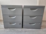 Twee grijze ladekasten, Huis en Inrichting, Kasten | Dressoirs, Ophalen, Gebruikt, 50 tot 100 cm, Metaal