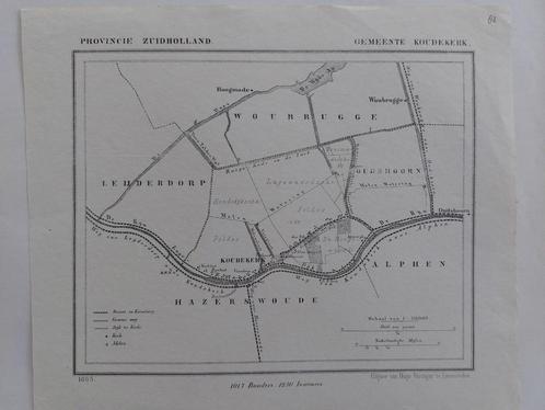 82 / Koudekerk Oudshoorn Woubrugge Hoogmade Litho uit 1865, Antiek en Kunst, Kunst | Litho's en Zeefdrukken, Ophalen of Verzenden