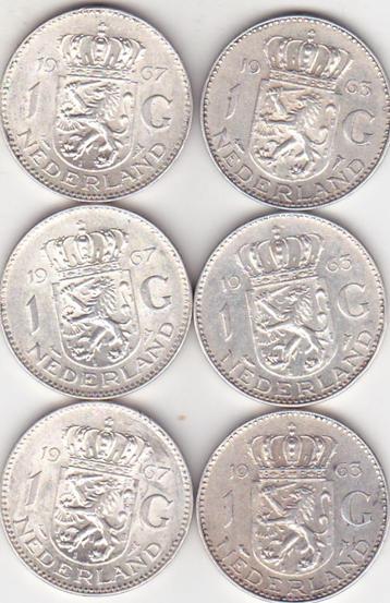 GULDENS JULIANA 3 X 1963 - 3 X 1967 ZILVER beschikbaar voor biedingen