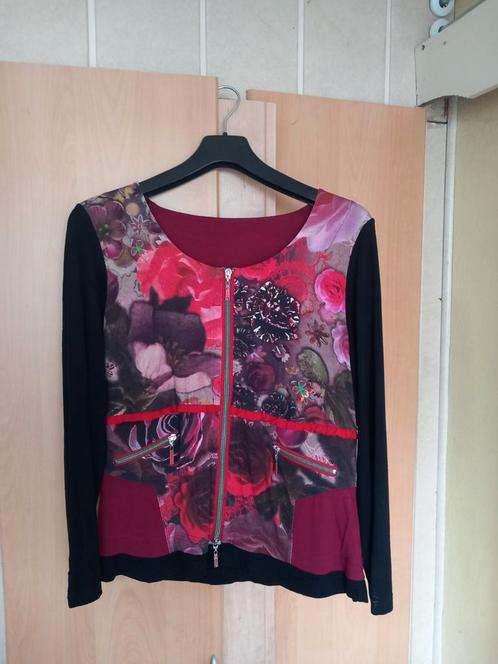 Bloemenprint jasje met rits, Kleding | Dames, Jurken, Zo goed als nieuw, Maat 38/40 (M), Overige kleuren, Ophalen of Verzenden