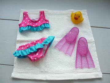 VOOR BABY BORN BIKINI MET FLIPPERS EN HANDOEKJE EN EEND. beschikbaar voor biedingen