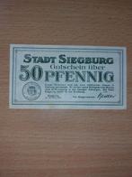 Duits Notgeld Siegburg Noodgeld, Postzegels en Munten, Bankbiljetten | Europa | Niet-Eurobiljetten, Duitsland, Ophalen of Verzenden