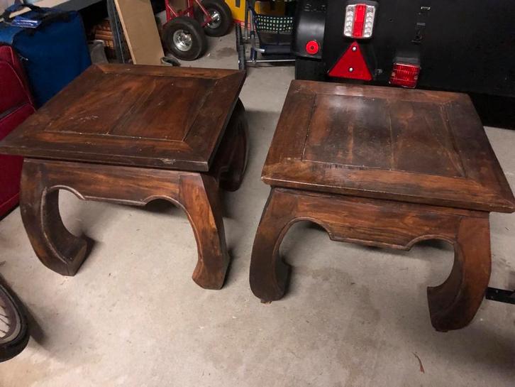 2x Bijzettafel Opium Model, Huis en Inrichting, Tafels | Salontafels, Gebruikt, Minder dan 50 cm, Vierkant, Overige houtsoorten
